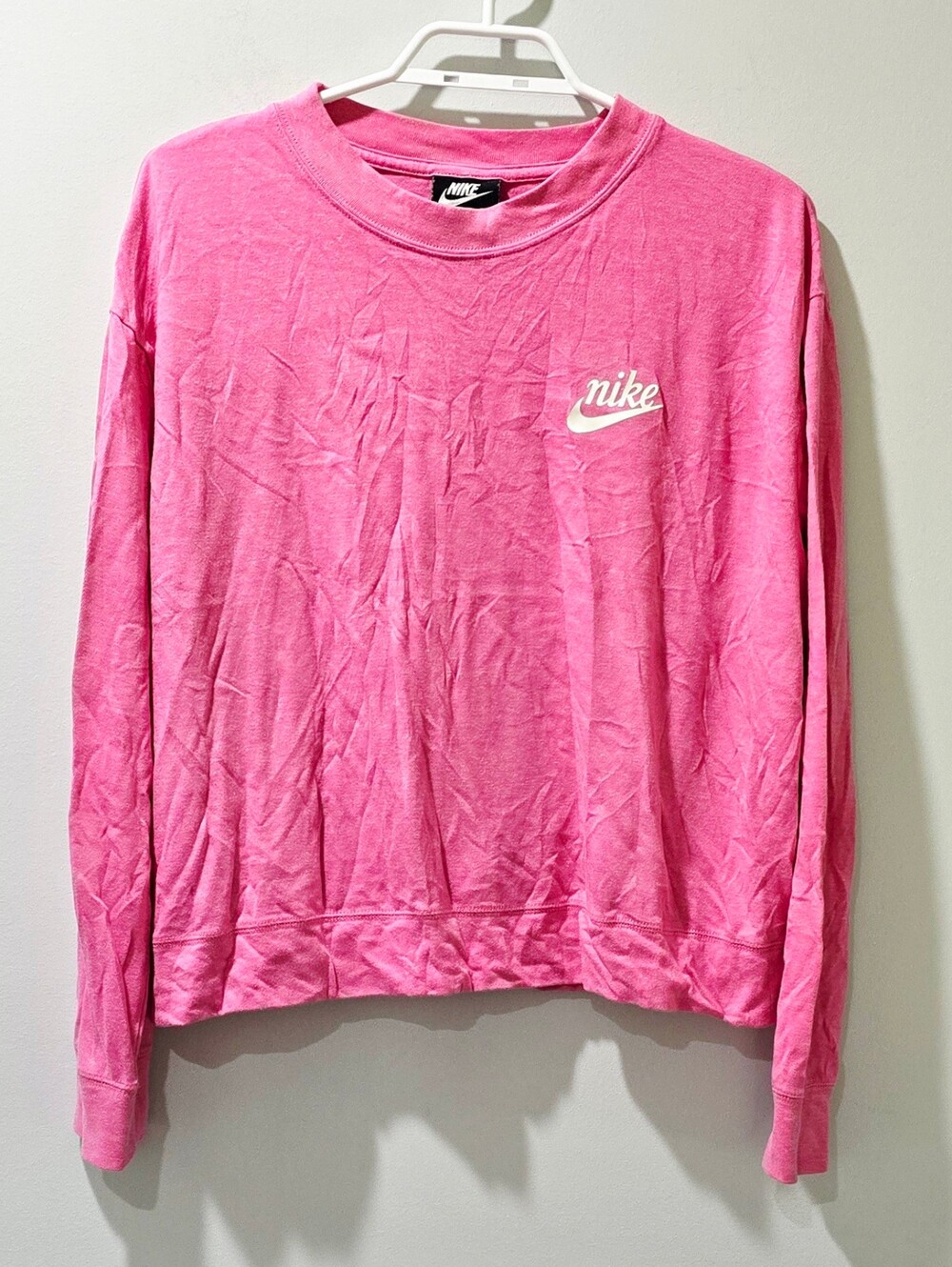 Nike Women's Long Sleeve Crewneck Top Tee with White Logo Size L